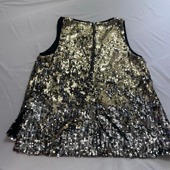 AO.LA By Alice + Olivia Gold Silver Sequin Tank Top Shell Blouse Size S/P Small - Picture 4 of 5